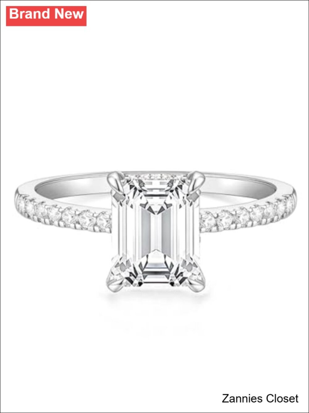 💍 3CT Emerald Cut Cubic Zirconia Engagement Ring Halo Wedding Band Promise Ring